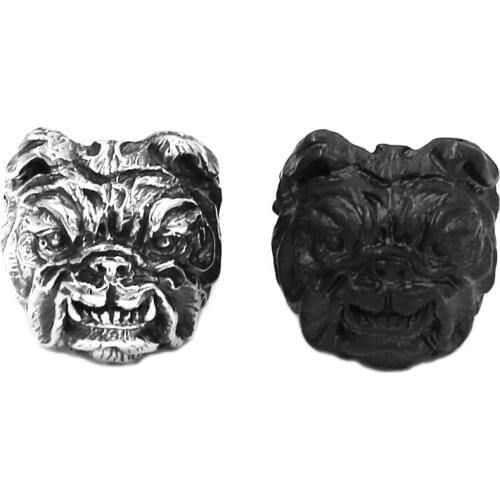 Wholesale Pit Bull Dog Ring Stainless Steel Titanium Jewelry Personality Vintage Black Animal Biker Men Boys Ring SWR0807