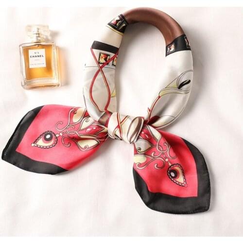 2021 Summer Silk Square Scarf Hair Band Shawl and Wraps Female Hijab Women Bandana Lady Neckerchief Foulard Print Headband New