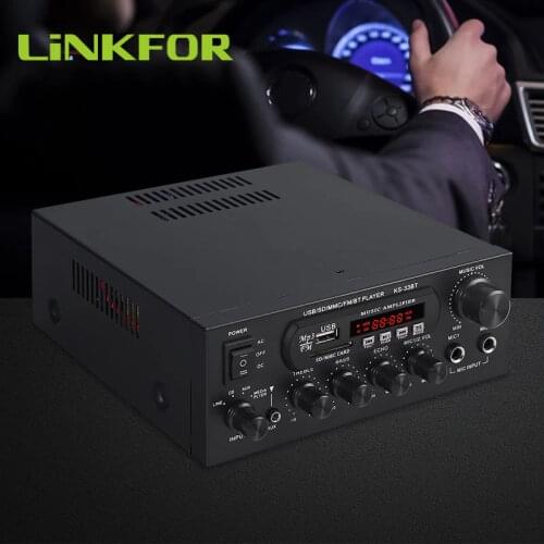 LiNKFOR Bluetooth Stereo Audio Amplifier Car Home HiFi Music SD USB FM MIC 12V/220V(KS-33BT)Digital Audio Power Amplifier