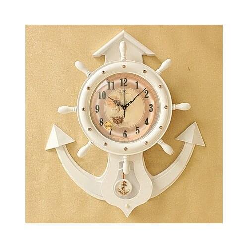 Cartoon Wall Clock Rudder Clock Living Room Office creative 20 inch Mediterranean Mute Quartz Wall Clock Modern Decor