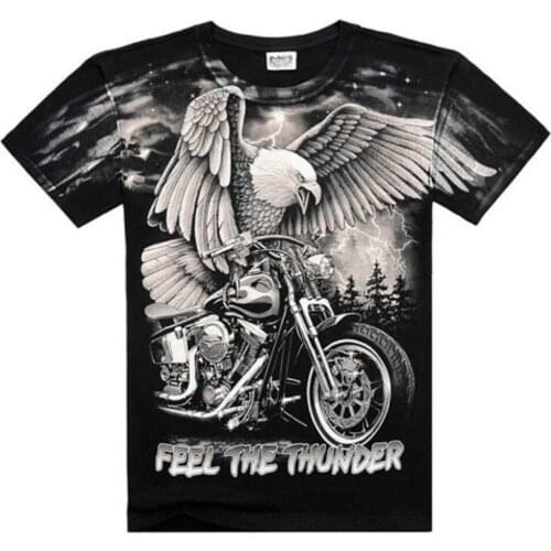 Custom Mens T-shirt Motorcycle Eagle 3D Printing T-shirt Fashion Short Sleeve T-shirt 2021 Summer New