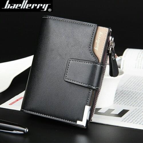 Wallets Men Leather Baellerry Brand Buckle zipper purse short male clutch money bag card quality guarantee Fashion Busines 047