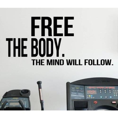 Gym Self Motivation Quote Wall Decals Free The Body Fitness Wall Sticker Sport Home Gym Interior Workout Wall Graphics H444