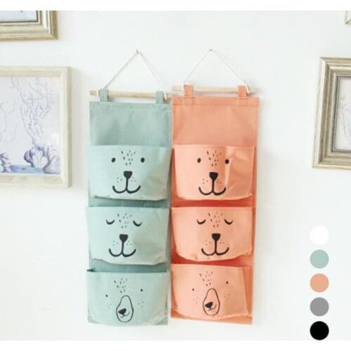 Wall Door Hanging Storage Bag Case 3 Pocket Home Organizer Kitchen Bathroom Sundries Storage Bag Child Kids Wardrobe Hanging Bag