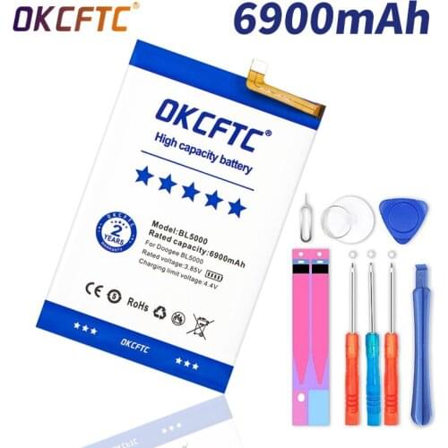 OKCFTC Original BL5000 6900mAh In Stock NEW Battery For DOOGEE BL5000 BL 5000 Mobile Phone High quality batteries + Free Tools
