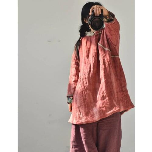 Women Loose Patchwork Retro Parkas Padded Tops Ladies Autumn Winter Parkas Coat Female Spliced Warm Tops