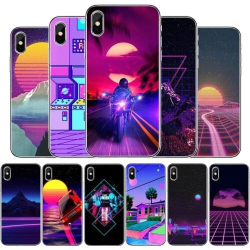 Vaporwave Space Anime Transparent phone case For iphone 12 11Pro Max 11 XR XS Max X 8 7 6 6S Plus 5 5S SE 2020 Back Cover Shell