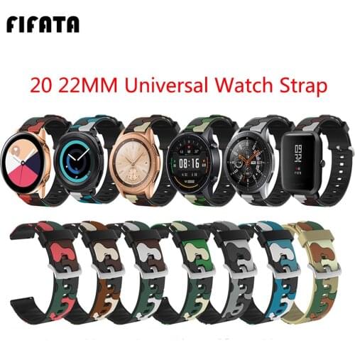 FIFATA 20 22MM Camouflage Soft Silicone Watch Strap For Huami Amazfit Bip/Bip 1S/GTS 2/GTS/GTR/GTR 2/Garmin Venu/Huawei GT/GT 2