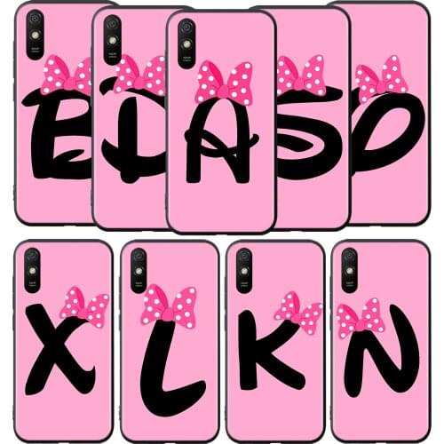 Cute Bow-Knot Letter Silicone Cover For Xiaomi Redmi 9 9T 9C 8 7 6 Pro 9AT 9A 8A 7A 6A S2 5 5A 4X Plus Phone Case