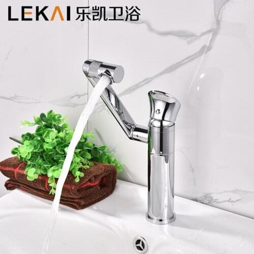 Bathroom 360 & deg; Rotary Basin Faucet Single Sweep Hot & Cold Mixing Faucet Bathroom Single Hole Faucet