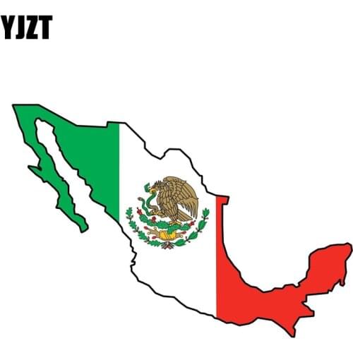 YJZT 15CM*5.4CM Reflective Mexican Window Flag Car Sticker Country Map Decal 6-0834