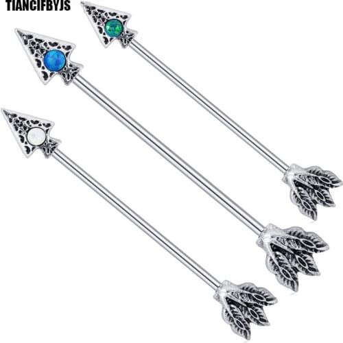 TIANCIFBYJS 14G Industrial Barbells Surgical Steel Piercing Stud Ear Plug Bar Tragu Earring Wholesale Body Jewelry 20pcs 3 color