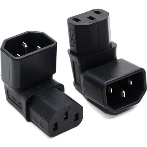 90 Degree Down Angle IEC C14 male to C13 Female Plug Adapter for lCD Wall Mount TV