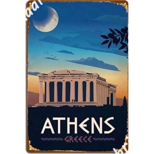 Vintage Athens Greece Travel Poster Metal Signs Club Party Bar Cave Design Plaques Metal Posters