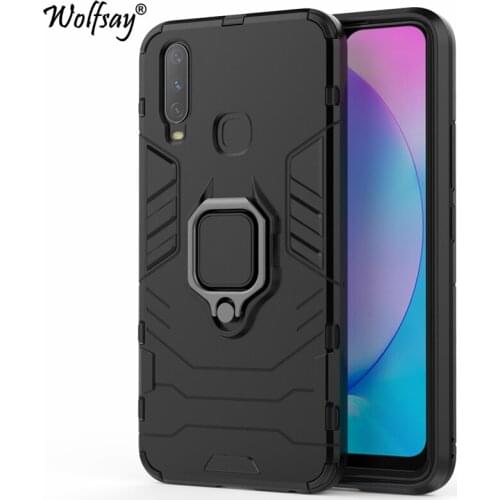 Wolfsay For Vivo Y17 Case, Vivo Y3 Car Holder Armor Cases Hard PC & Soft Silicone Cover for Vivo Y17 V1902 V1901A With Magnet