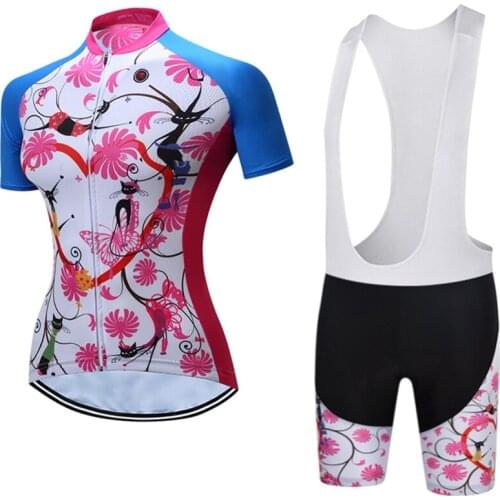 TELEYI Women Bike Cycling Clothing Breathable Cycling Jersey Sets With Bib Bicycle ciclismo Team Outdoor Sportswear Clothing