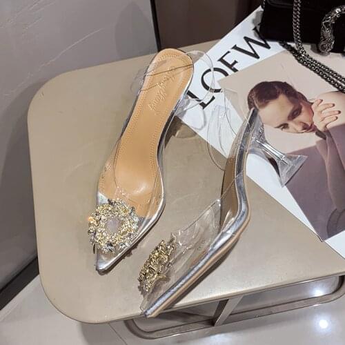 Pvc Flat Shoes for Women Roman Beach Shoes Slip On Rubber Female Sandalen Flats Fashion Crystal Shoes Women Summer Pointed Toe