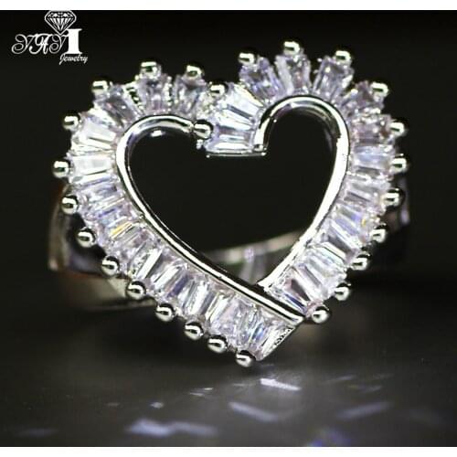 YaYI Jewelry Fashion Princess Cut 3.8 CT White Zircon Silver Color Engagement Rings wedding Heart Rings Party Rings