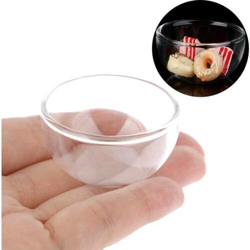 1Pc 1:12 Miniature Glass Fruit Bowl Salad Bowl Dollhouse Kitchen Accessories DIY Toys Best For Dollhouse Decals