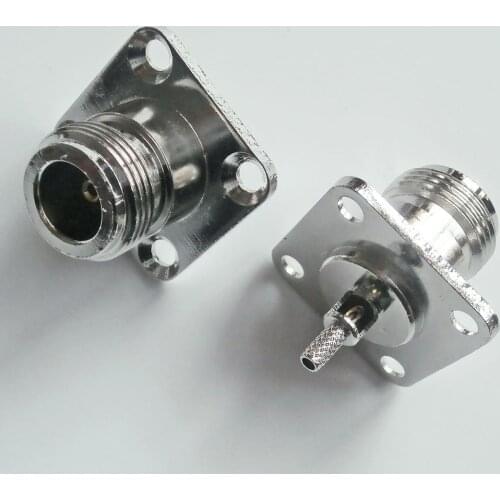 1 Pcs Connector N Female Window With 4 Hole Flange Panel Chassis Mount Crimp for RG316 RG174 RG179 LMR100 Cable RF Coax Adapters
