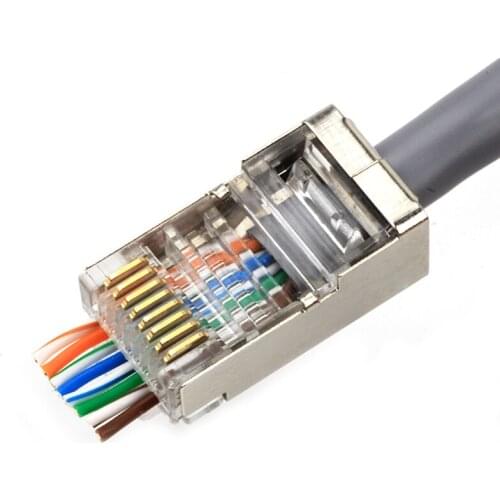 100PCS Rj45 Connector Cat5e Cat6 Connector jack Network 8P8C Cat6 Module Plug Lan Cable Plug easy pass through for Cat6 Cat5