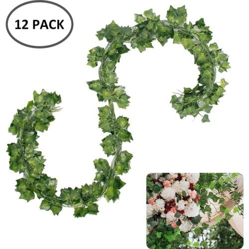12pcs 2.1M Ivy green Fake Leaves Garland Plant Vine Foliage Home Decor Plastic Rattan string Wall Decor Artificial Plants