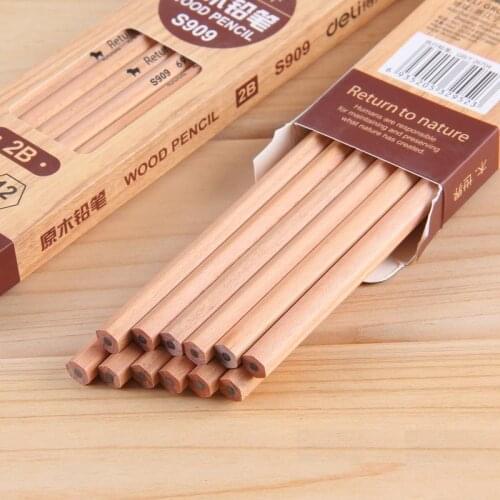 12Pcs Basswood Pencils Hexagonal Shaped HB/2B School Clothing Sketch Draw Pencils Students Kids Homework School Deli S910/909