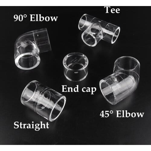 2pcs I.D 20/25/32mm Acrylic Pipe Connector Transparent Acrylic Joint Aquarium Fish Tank Glass Tube Fittings Accessories