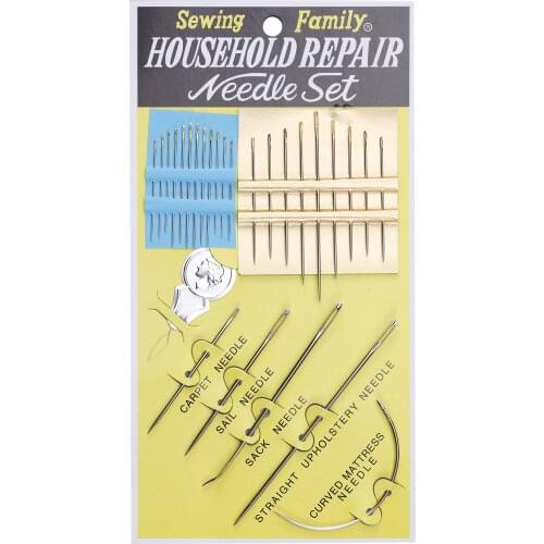 26PCS/set Different Sizes Straight & Curved Hand Sewing Needles Kit for Upholstery Carpet Leather Canvas Repair