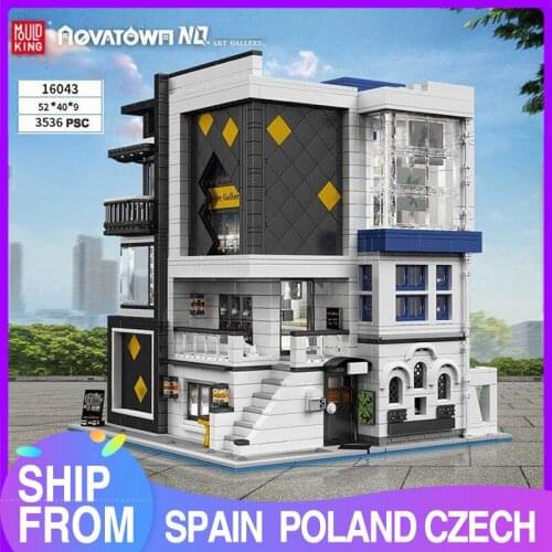 MOULD KING 16043 Art Gallery Showcase MOC 67005 City Street Building Blocks Bricks Educational Toy Birthday Gift For Children