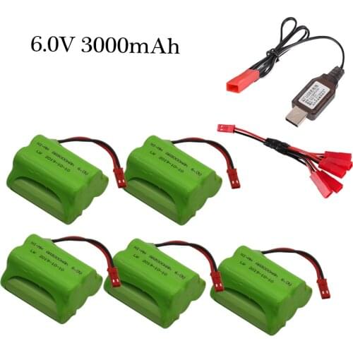 6v 3000mAh Battery Charger Sets For RC Cars Robots Tanks Gun rc Boats With JST Plug AA 2400mah 6v NiMH Rechargeable Battery Pack
