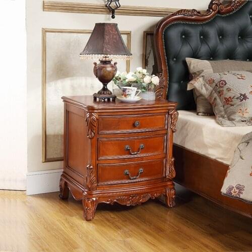 American country solid wood bedside cabinet, storage cabinet, bedroom storage cabinet, antique carved furniture