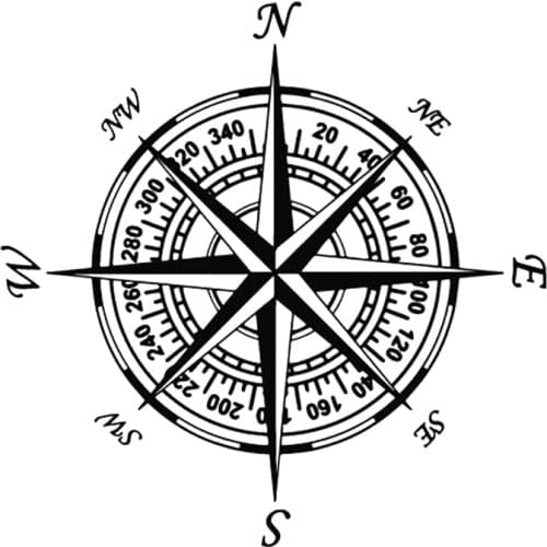 The Car Compass Personalized Compass Navigation Decoration Decal Idea Is Suitable for Various Models Black/white, 20cm*20cm