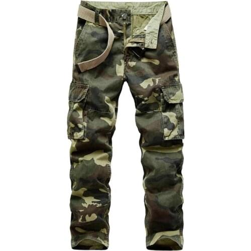 Mens Camouflage Trousers Straight Loose Cargo Pants Men Casual Trousers Military Style Clothing Mens Male Bottoms Army Green