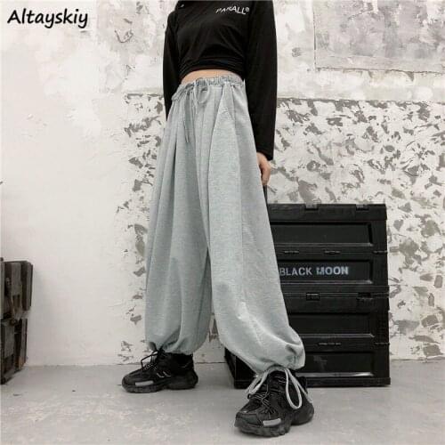 Pants Women Harajuku Streetwear Simple Harem Bandage Leisure Loose Causal Pantalones De Mujer Soft Fashion Minimalist New Ins