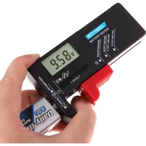 BT168D Digital Battery Capacity Tester LCD for 9V 1.5V AA AAA Cell C D Batteries