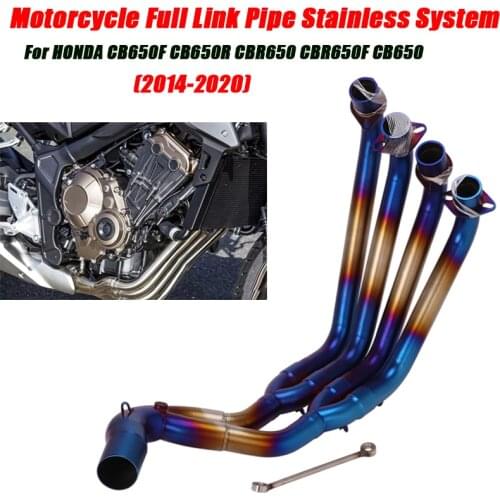 For Honda CBR650R CB650R CB650 CB650F CBR650F 2014 2015 2016 2017 2018 2019 2020 Motorcycle Exhaust System Blue Full Link Tubes