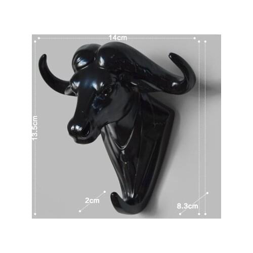 DUNXDECO Antique Finish Modern Hook Animal Sheep Head Resin mural Statues Crafts for Home Hotel Wall Hanging Art