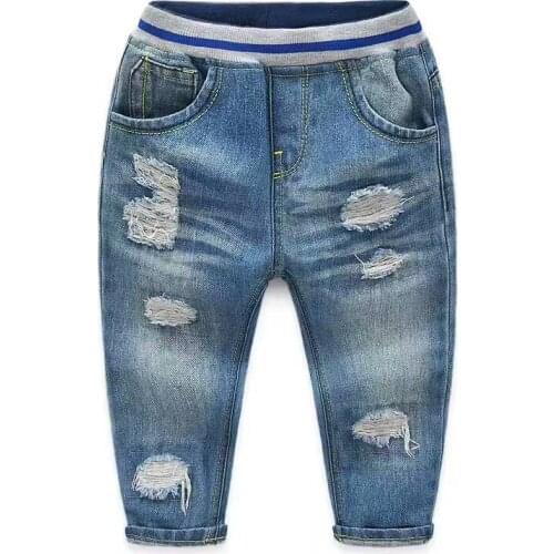 2017 Boys fashion Ripped Jeans Kids Hole-style Denim Jeans Baby Cotton Jeans Kids Spring Autumn Casual Trousers Child Long Pants