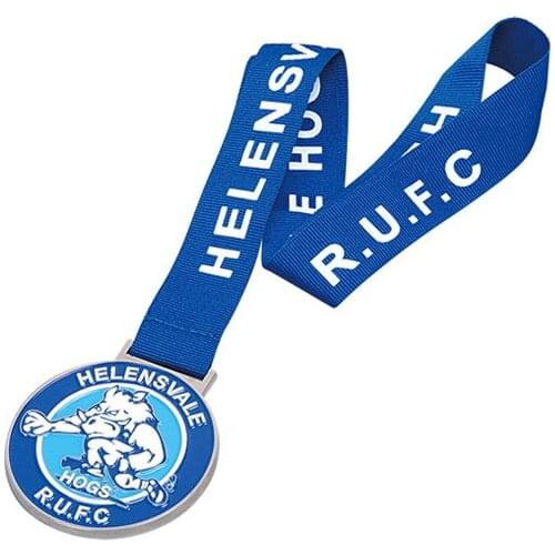Custom Nickel Silver Plated Sports Promotional Medal with Sublimation Ribbon