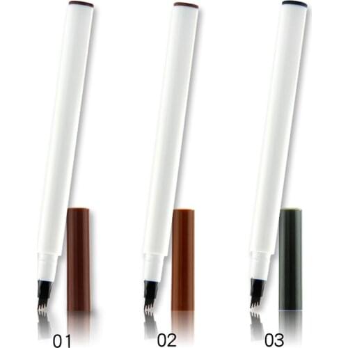 10 Pieces Private Label Best Waterproof Liquid Eyebrow Pen 4 Heads Eye Makeup Brow Pencil Custom