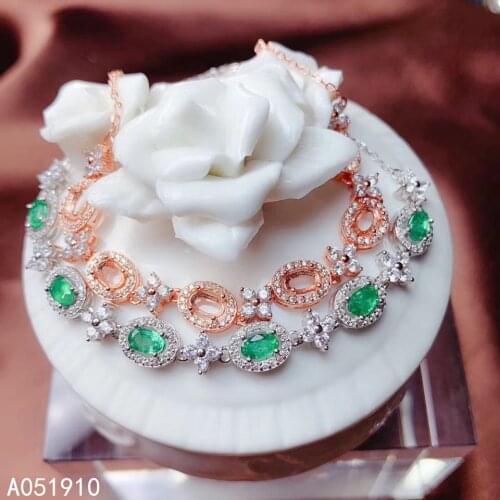 KJJEAXCMY boutique jewelry 925 sterling silver inlaid Natural emerald gemstone ladies bracelet support detection exquisite