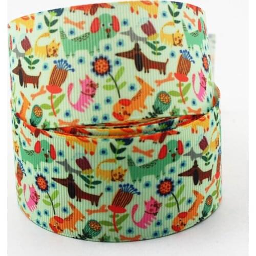Cute cartoon animals printed grosgrain ribbon 9-75mm DIY handmade materials hair accessorie wedding gift wrap tape ribbons