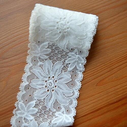 Hot sale Smooth rice white stretch lace 8 cm wide lace accessories dress material G787