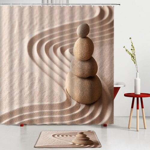 Zen Stone Spa Bathroom Sets Landscape Shower Curtains Bath Mats Entrance Door Mat Kitchen Doorway Room Decoration Non-Slip Carp