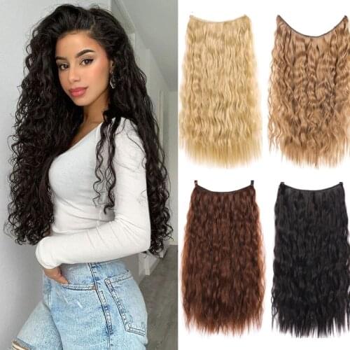 LVHAN Woman synthetic fiber U-shaped invisible seamless long curly hair, straight hair one-piece hair extension wig and headwear