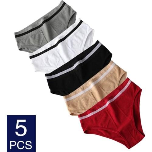 Womens High-Waist Underwear Comfortable Underpant Breathable Sexy Panties CloseToThe Body Lingerie Solid Color Briefs 5PCS Hot