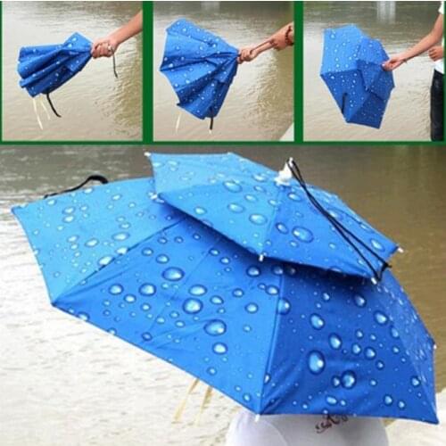New Rain Gear Summer creative Sun solid double windproof Anti UV umbrellas hat fishing hat Portable SN1116