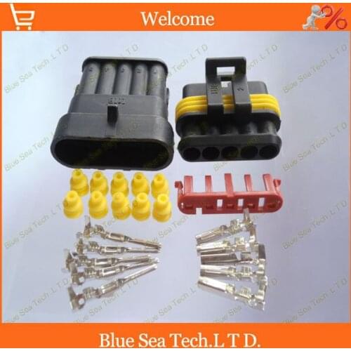 Sample,2 sets 5Pin/way HID Waterproof Electrical connector kit,male and female plug connector for car boat ect.Free Shipping