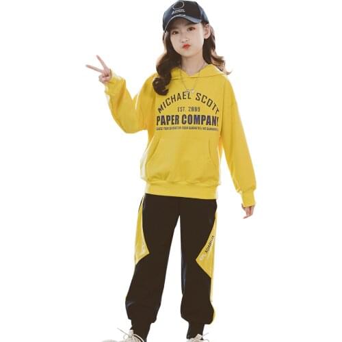 Girls Clothing Suits Two-Piece Hooded Pullover Tops and Pants Teen Letter Long Sleeve Sweatpants Autumn Cotton Letter Tracksuits